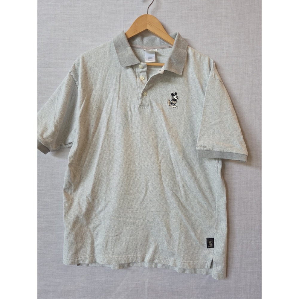 Mickey Mouse Polo Shirt Mens Large Walt Disney World Gray Mickey Vintage Disney - Picture 3 of 15